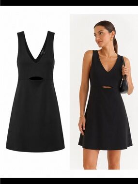 Nasty Gal Black V-Neck Cutout A-Line Dress